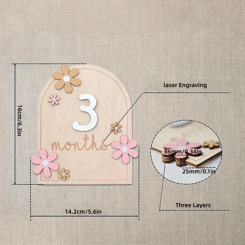 Деревянный знак с вехами рождения с креативной карточкой вех, идеально подходит для запечатления роста в первый год и вех беременности в фотографии. Становится продуманным подарком на Рождество или День благодарения.