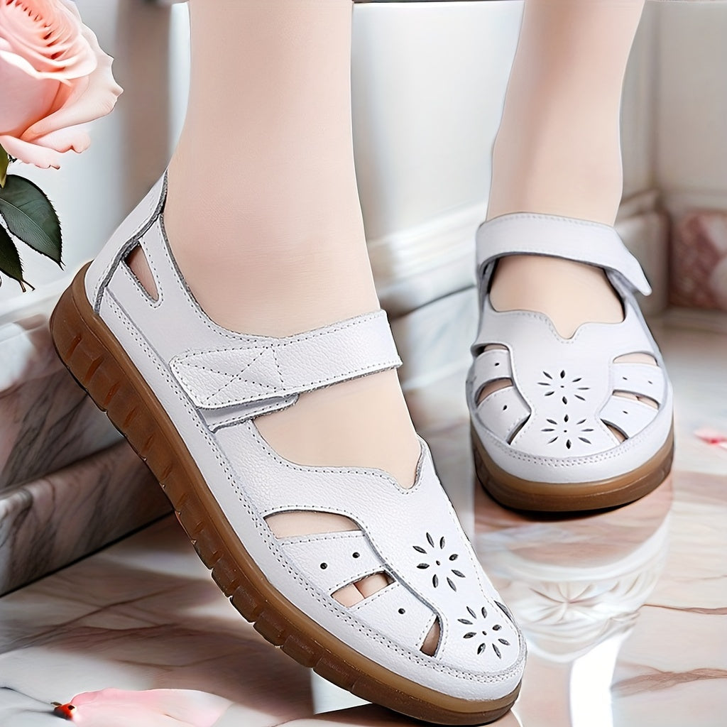 Women's Casual Platform Sandals with Floral Cut-Out Design Breathable Soft Sole Summer