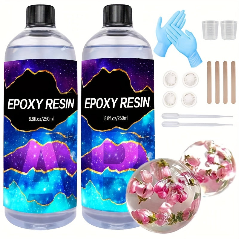 Epoxy Resin Kit with Measuring Cup Stir Stick and Gloves for Mold Casting Jewelry Making Crafts