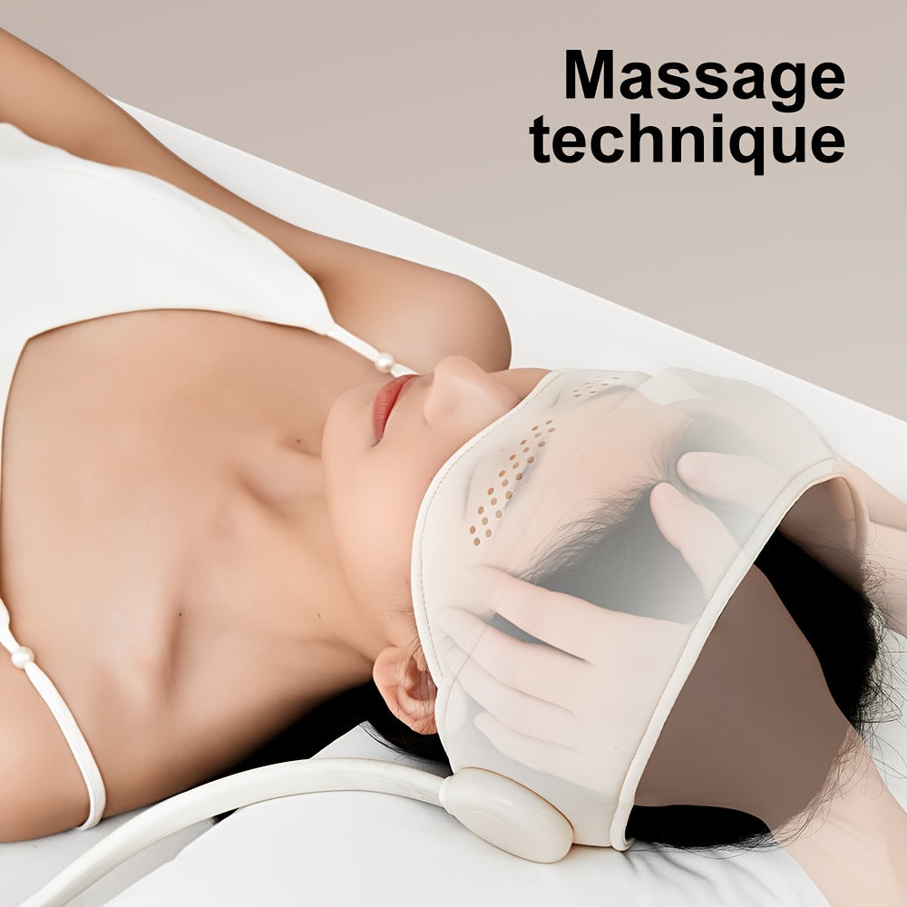 Electric Head Massager Sleep Aid Cream Color USB Rechargeable Portable Ergonomic Design