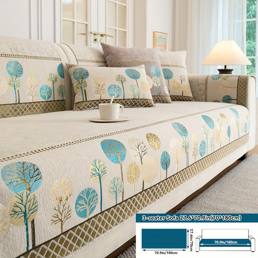 Нескользящая накидка на диван с мотивом дерева для 1-4 местных диванов, безопасна для домашних животных, моется в машине, прочная