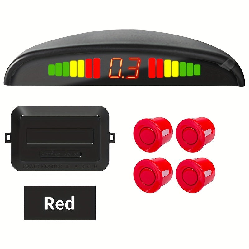 Kit de sensores de estacionamiento con 4 sondas, detección ultrasónica, indicadores LED, universal, fácil de instalar