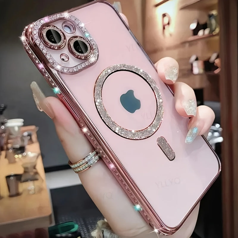 Luxury Rhinestone Magnetic Phone Case for iPhone 11 Pro Max Lens Protection