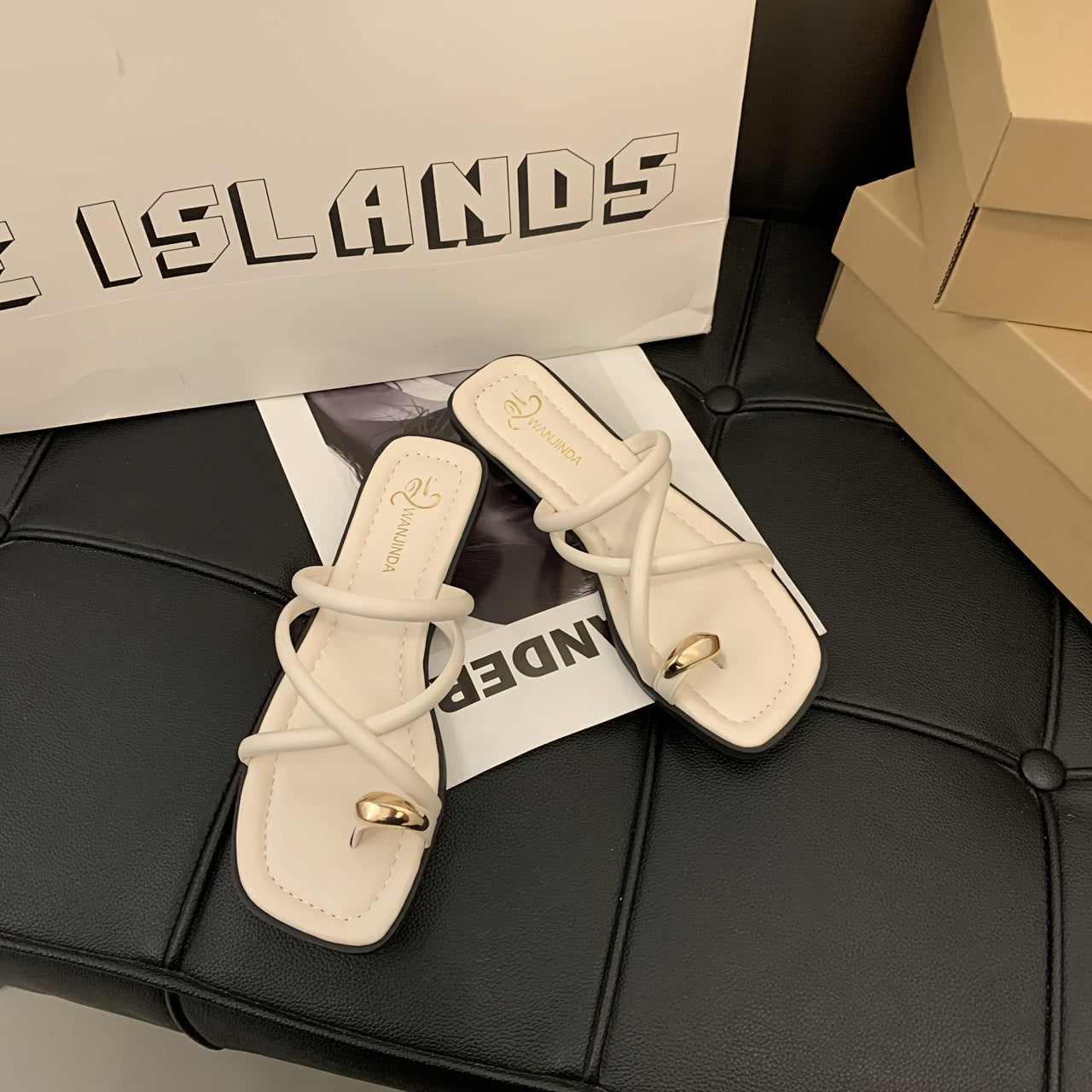 Women's Slide Sandals Open-Toe Cushioned Non-Slip Summer Casual Black White