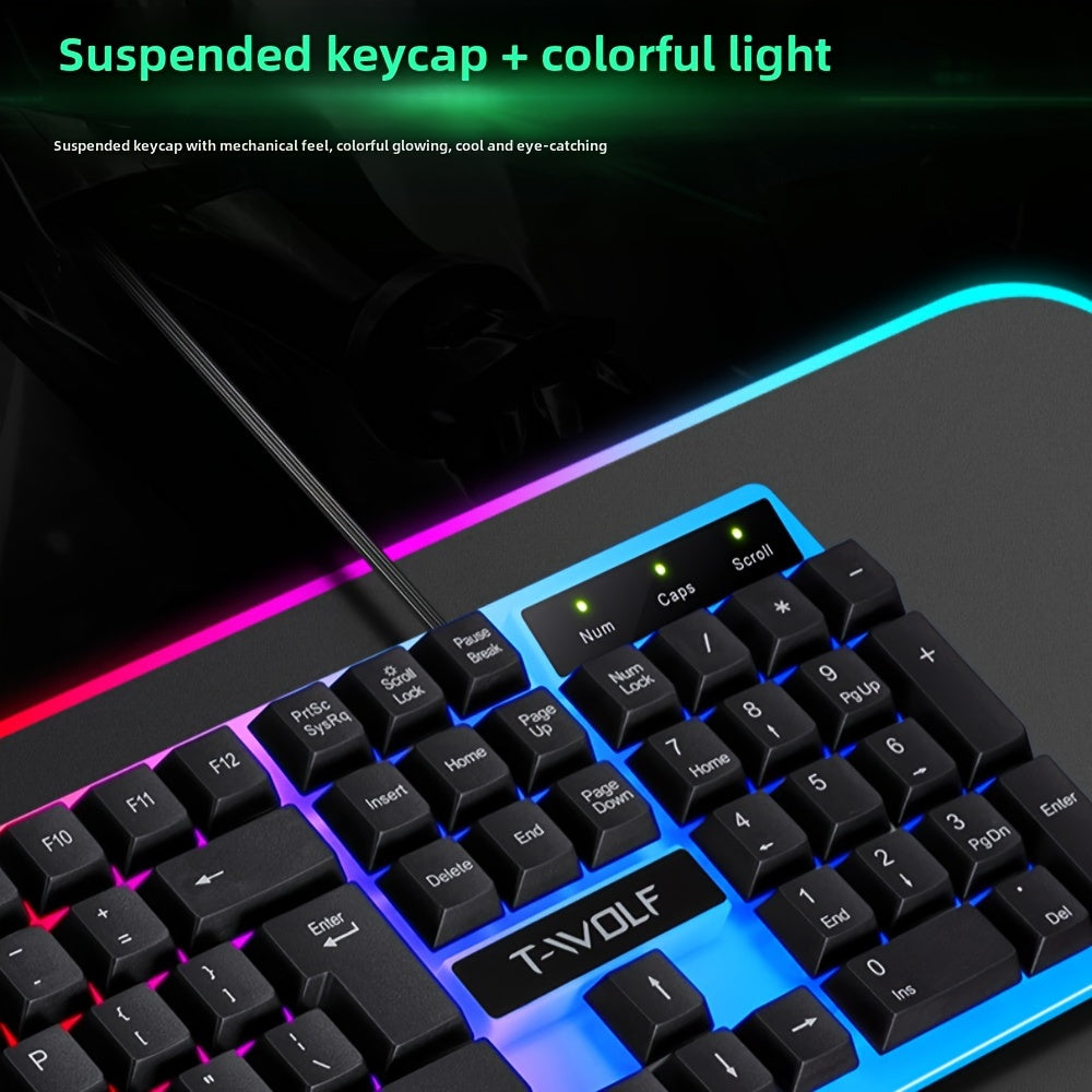 Illuminated Wired Gaming and Office Keyboard and Mouse Set