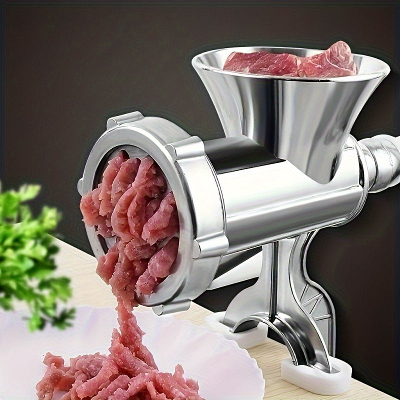 1 PMMJ Stainless Steel Manual Meat Grinder - Qo‘l bilan burilishli oziq-ovqat maydalagich, stolga mahkamlangan, go‘sht, sabzavotlar va boshqalarni elektr yoki batareyasiz maydalash uchun ideal.