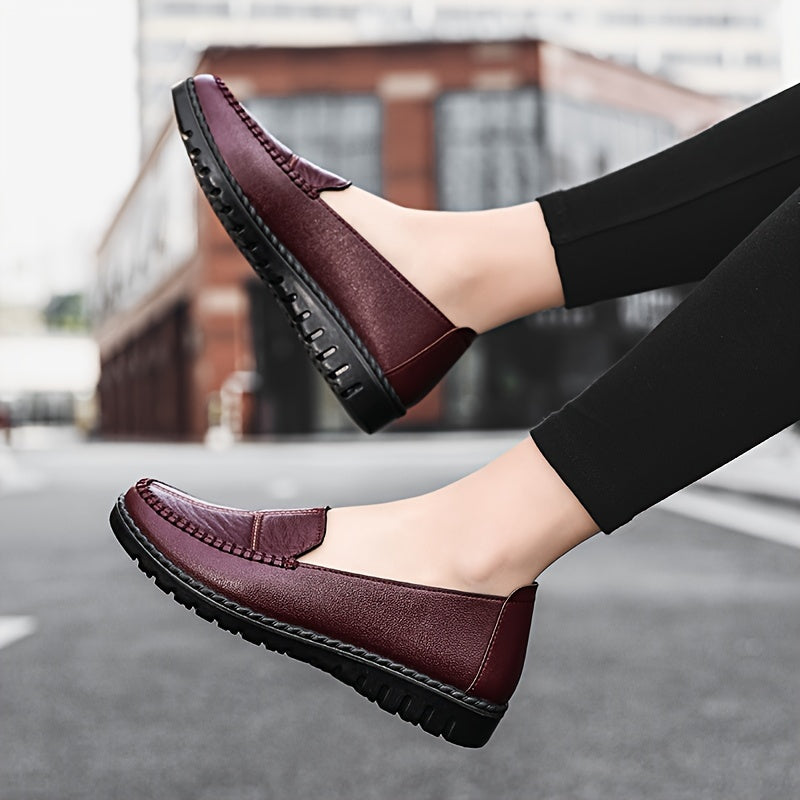 Women's Flat Shoes Slip-On Lightweight Solid Color Man Made Materials Rubber Sole