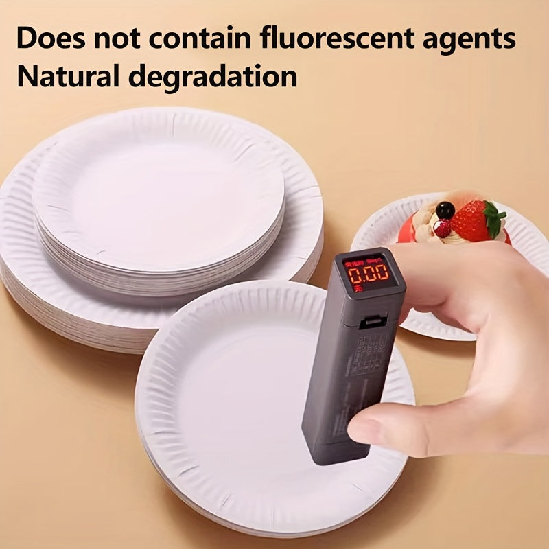 Disposable Paper Plates Set of 50, 15-22cm, Compostable, Leak-Proof for Snacks and Holidays