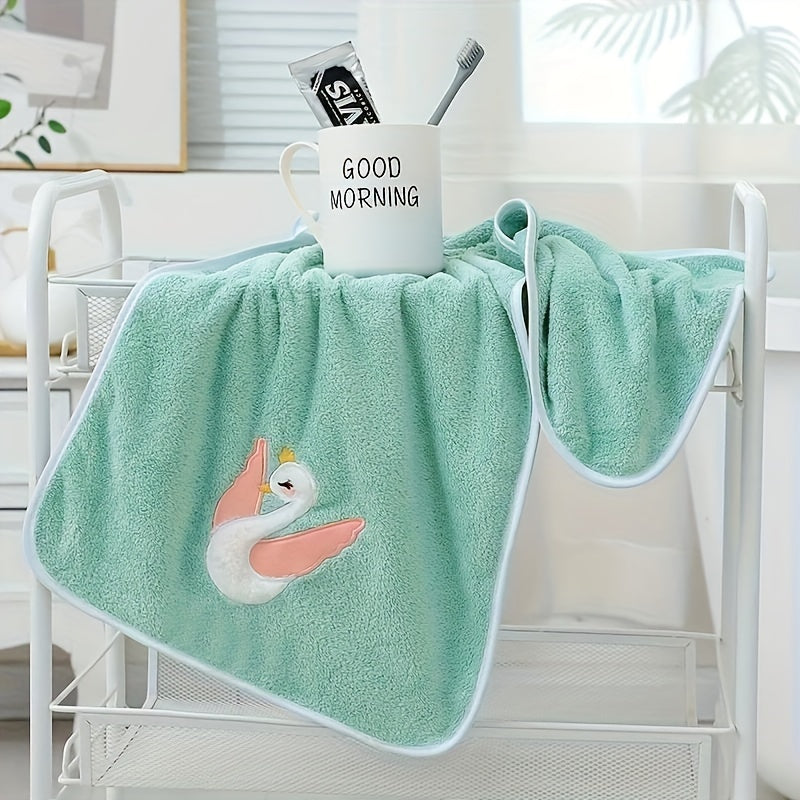 Toalla de baño de dibujos animados de cisne para niños 75x35cm suave, absorbente y de secado rápido