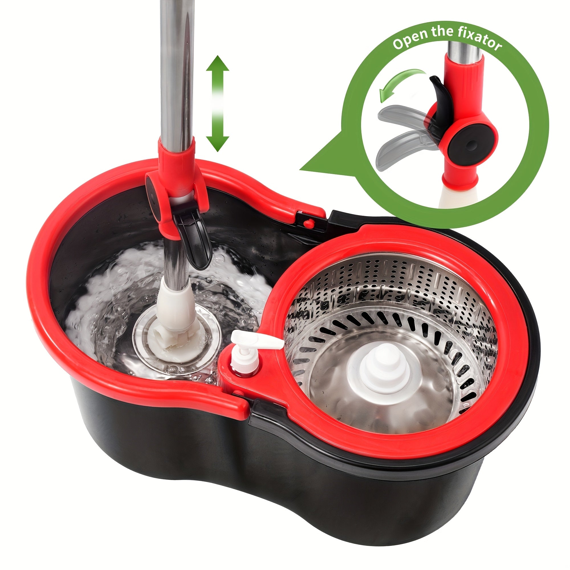 360° Rotating Mop and Bucket Set with Spin Dry Technology, 3 Microfiber Heads