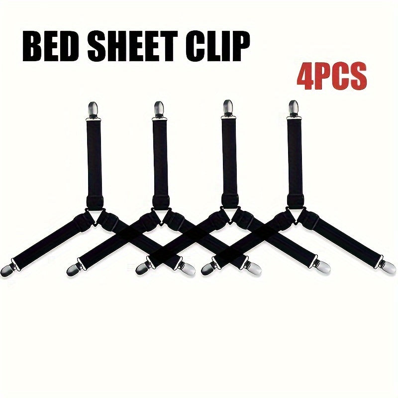 Set of 4 Adjustable Elastic Bed Sheet Straps Non-Slip Mattress and Sofa Clips