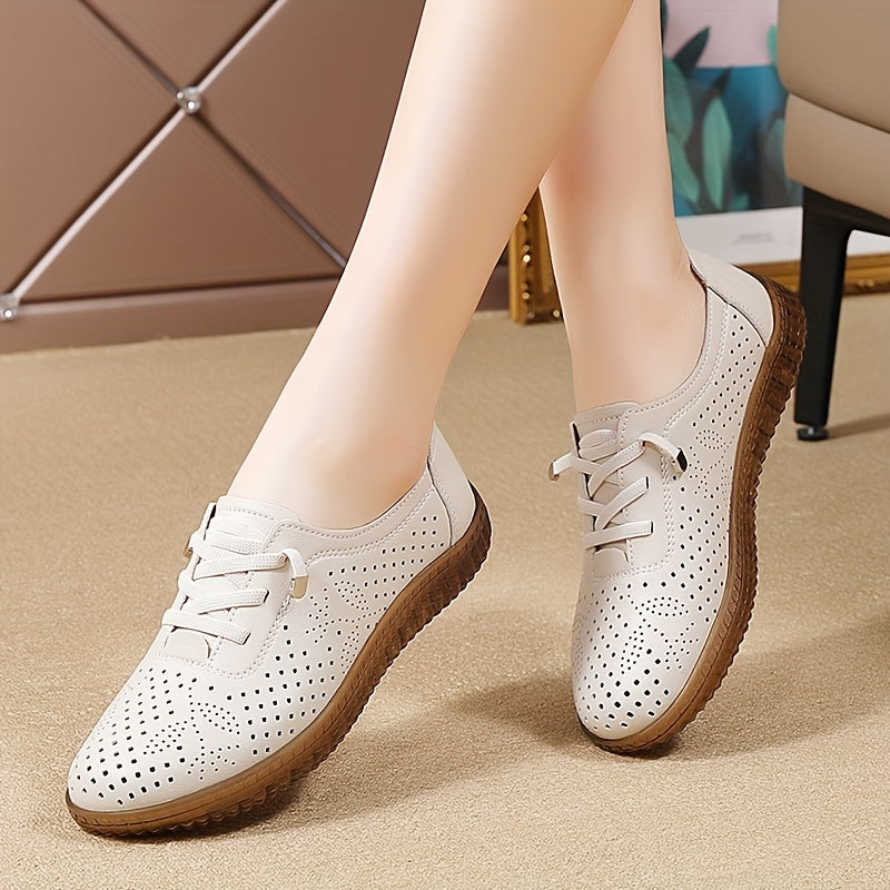 Women's Slip-On Flat Shoes Elastic Straps Hollow Design Comfortable Casual Sizes 8.9-10.7cm