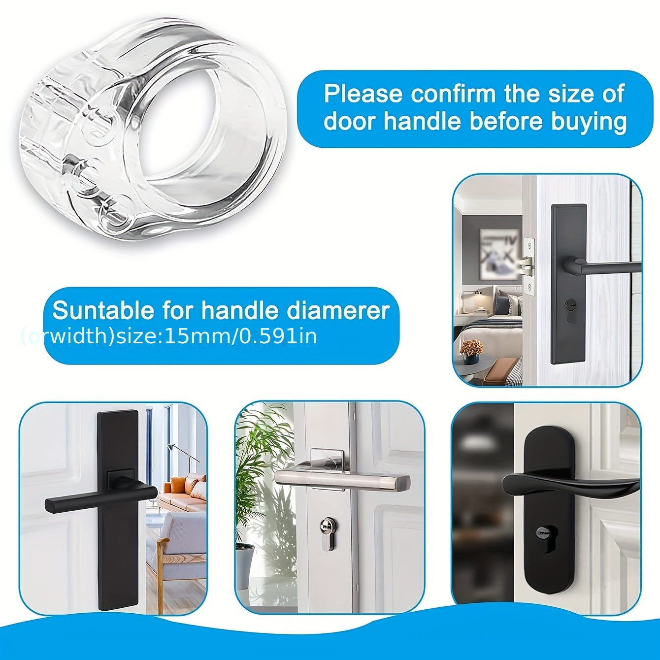 Six Circular Transparent Doorstops for Protecting Doors and Handles Silent Wall Protection