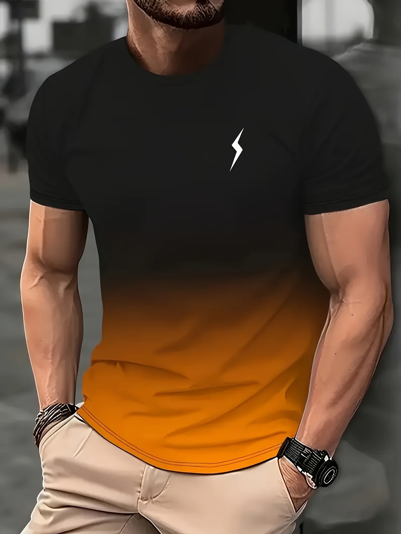 Men's 3-Pack Gradient 3D Printed Quick-Dry Polyester T-Shirts for Sports and Fitness