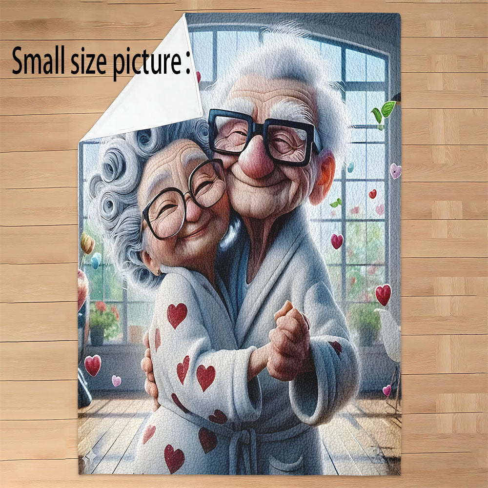 Elderly Dancing Grandparents Flannel Fleece Blanket Soft Hypoallergenic for Home Travel