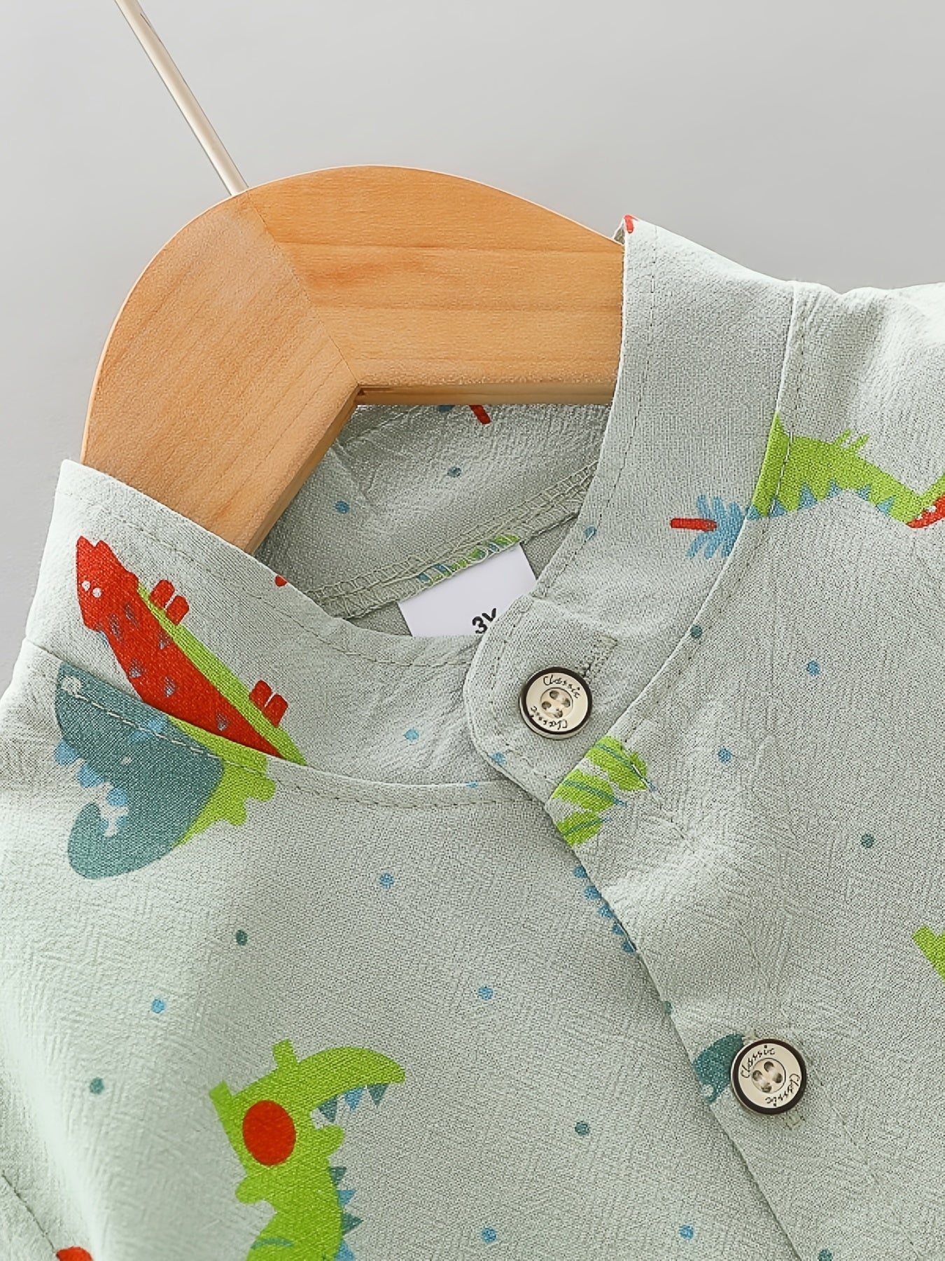 Toddler Boys' Cotton Dinosaur Print Short Sleeve Shirt and Elastic Waist Shorts Set
