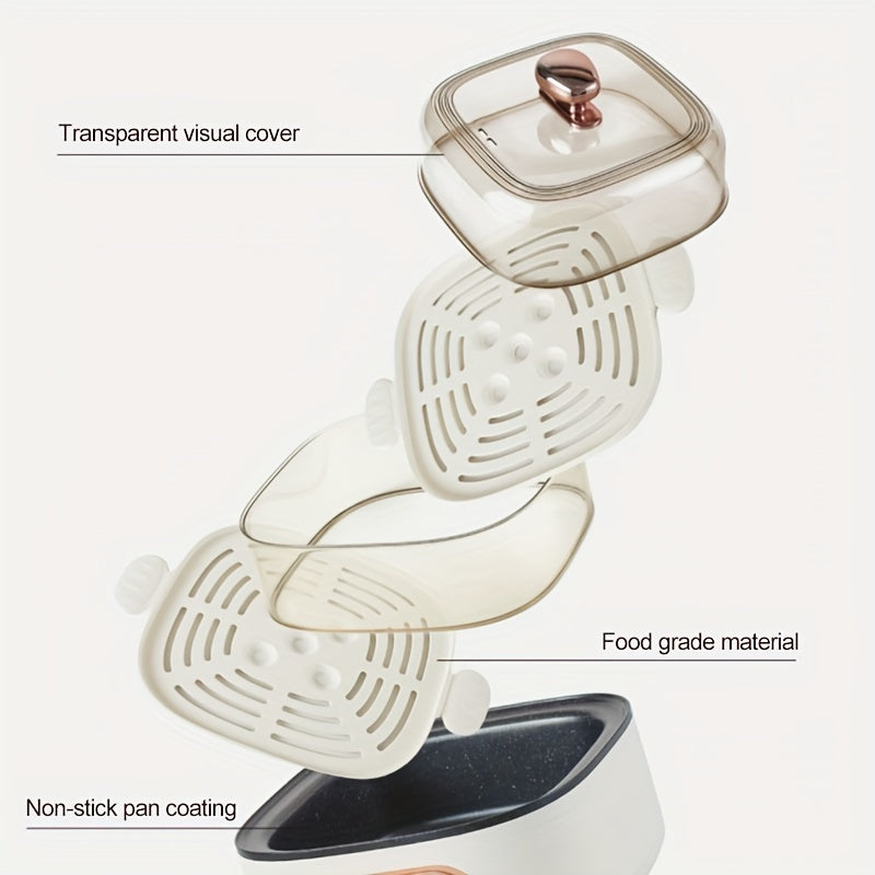 EU plug ikki qatlamli elektr taom bug'laydigan qurilma tez va bir vaqtning o'zida pishirish uchun, 9.5QT ko'p funktsiyali issiq qozon vizual qopqog'lar va to'planadigan savatlari bilan.