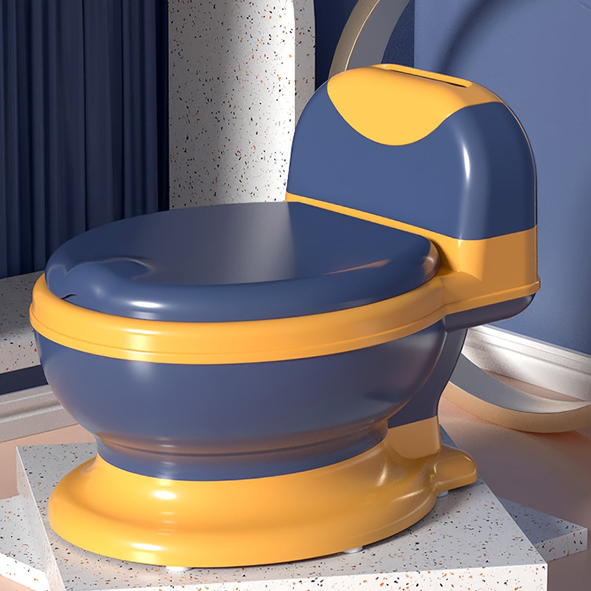 Child's Plastic Training Toilet Seat with Lid and Tissue Holder for Kids