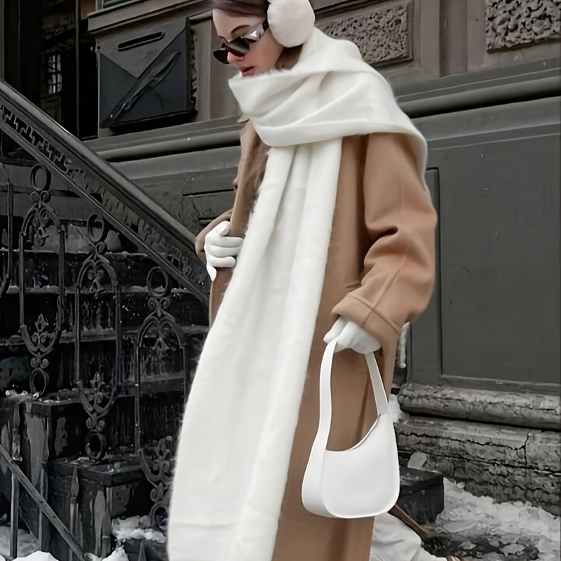 Women's Dog Tail Scarf Winter Soft Polyester Solid Color Autumn Fashion