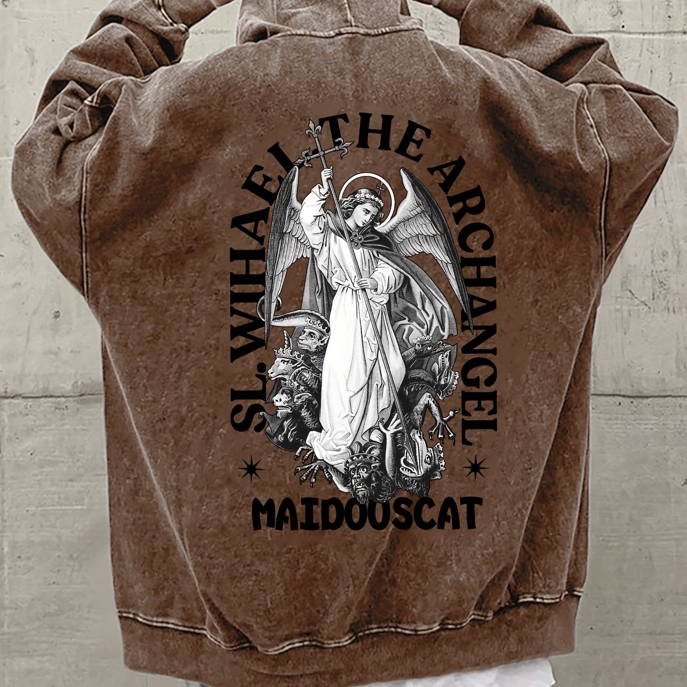 Plus Size Men's Hoodie Cotton Hooded Long Sleeve Casual Angel Print