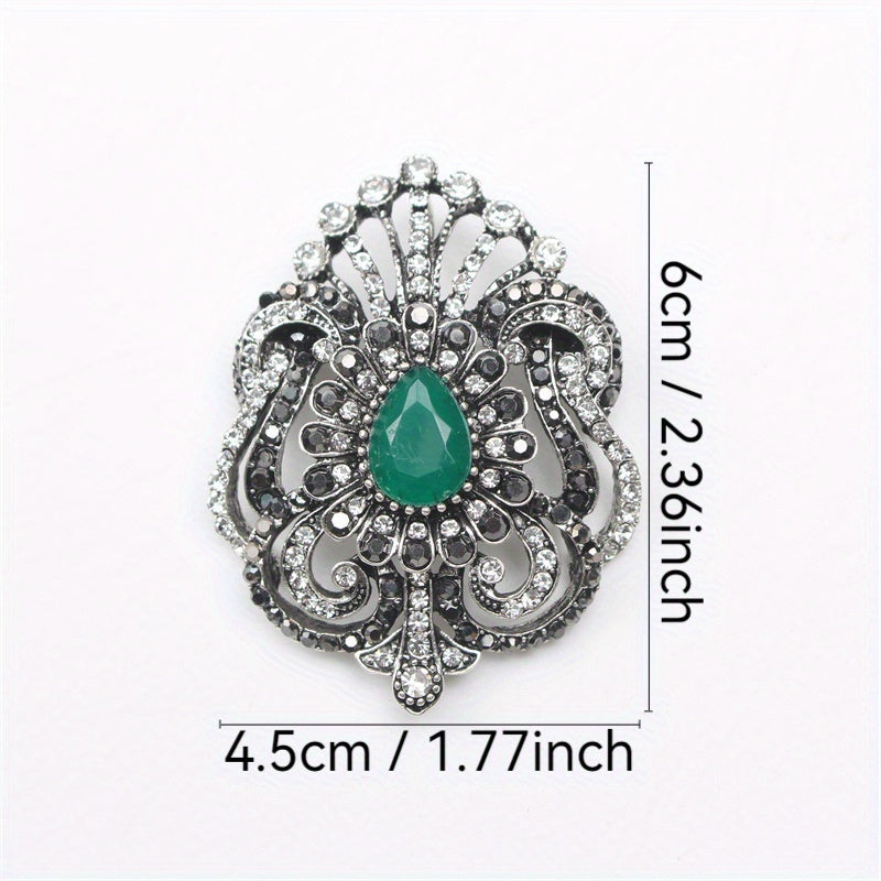 Barok uslubidagi vintage emal brosh uchun soxta toshlar bilan bayramlar va kiyimlar uchun