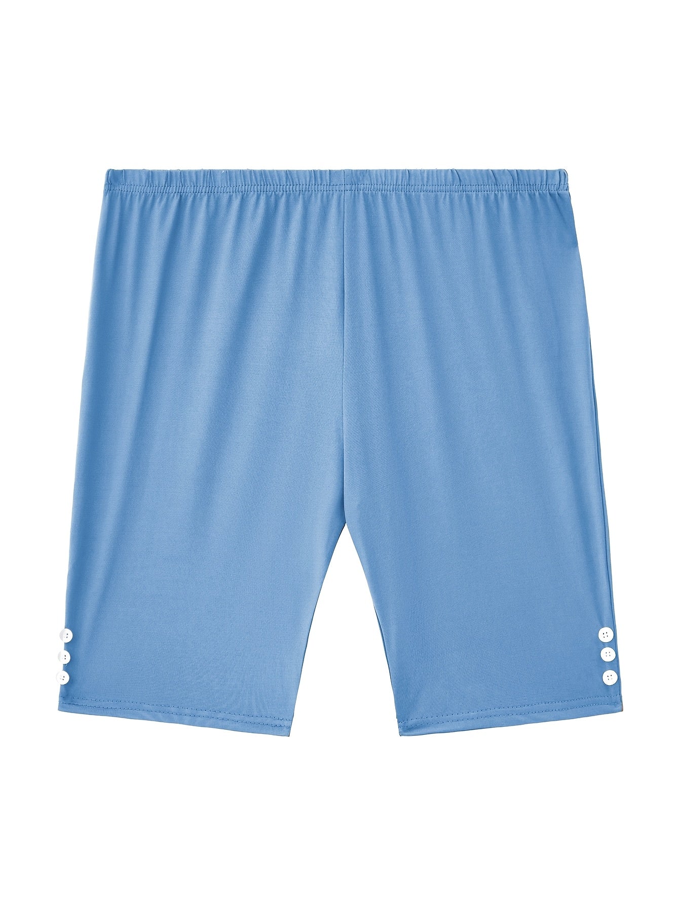 Pantalones cortos de ciclismo tipo capri para mujer - Leggings deportivos de alta elasticidad, color sólido ropa activa de verano