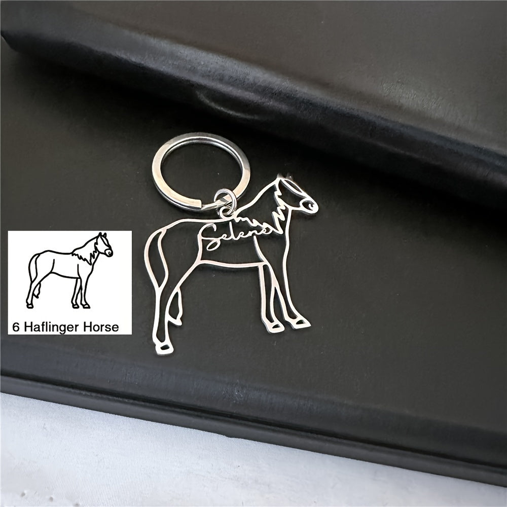 Llavero personalizado de acero inoxidable con charm de animal grabado "Selena" para mujeres