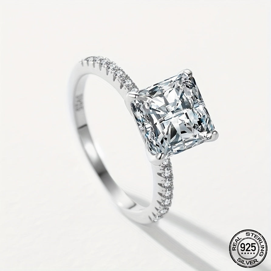 Princess Cut Moissanite Engagement Ring 2/3 Carat Sterling Silver Wedding Jewelry