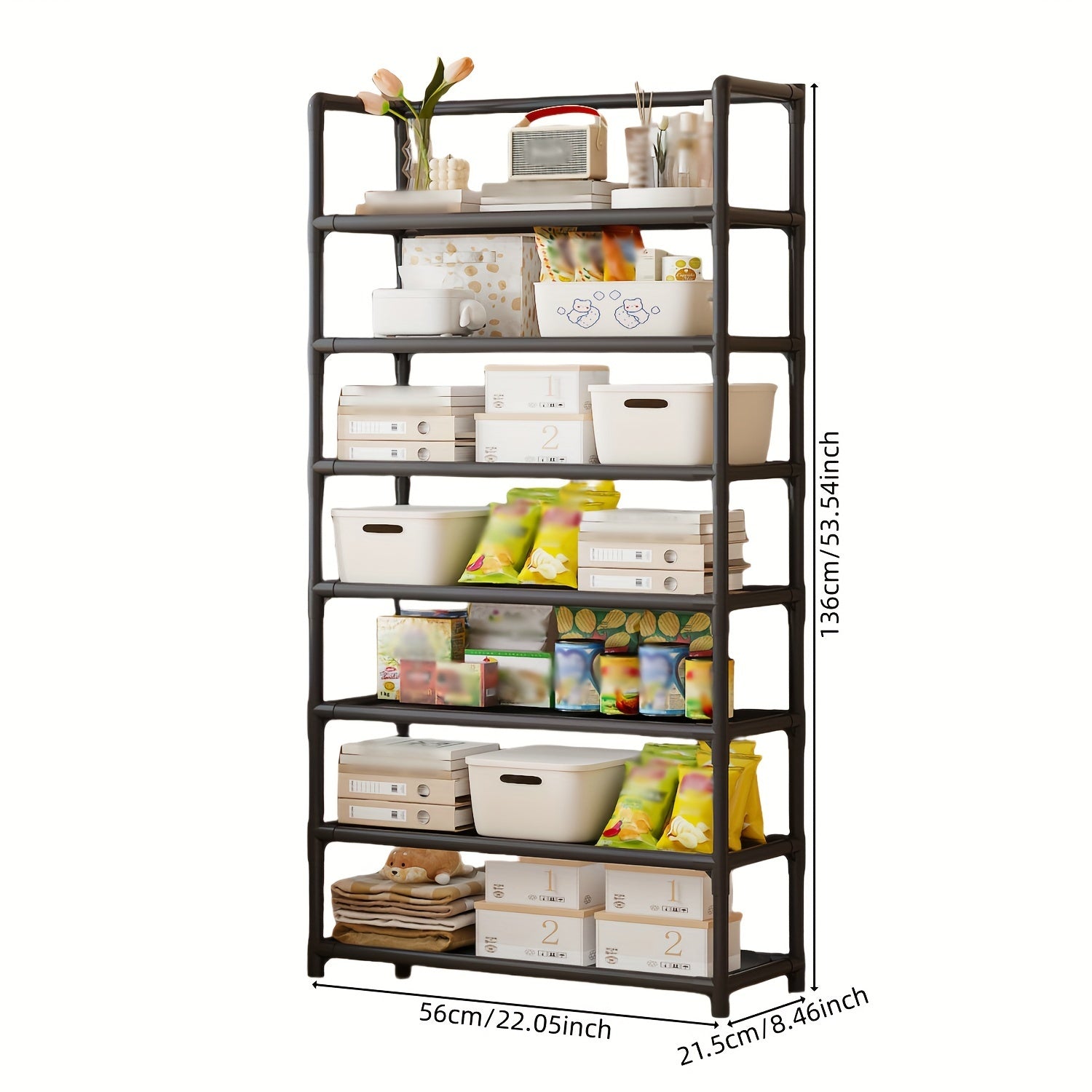 Large Capacity 7-Tier Storage Rack Multi-Functional Organizer for Home Office