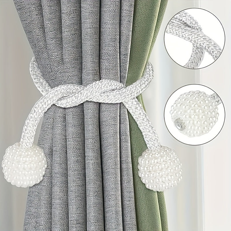 Two Pieces Modern Polyester Curtain Tie Backs Silver Finish Window Drapery Holdbacks