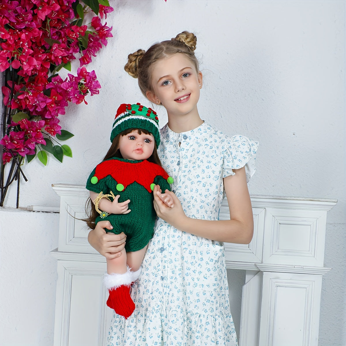 22 dyuymli silikon qiz bolalar kukli, ijodiy o'yin va kiyinish uchun, Rojdestvo va Xellouin uchun bolalar o'yinchoqlari