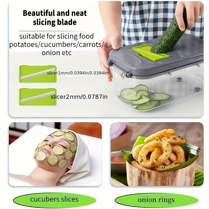 Sabzavotlarni maydalash uchun to'plam ABS 22-in-1 ko'p funksiyali meva va oziq-ovqat kesgich