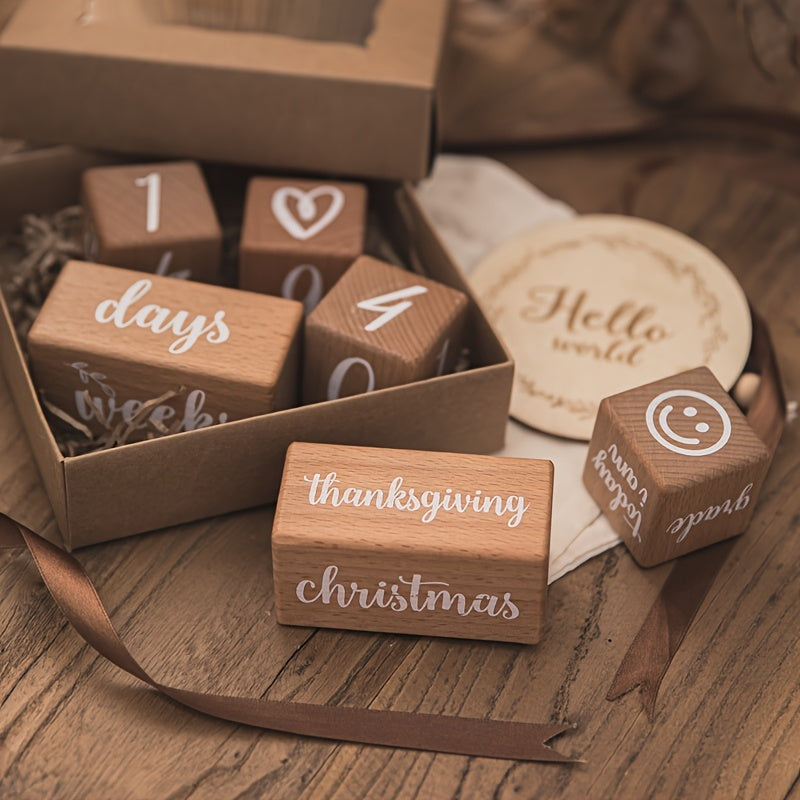 Dekorativ Milestone kubiklari fotosuratlar va xona bezaklari uchun Bolaning o'sishi uchun esdalik sovg'asi