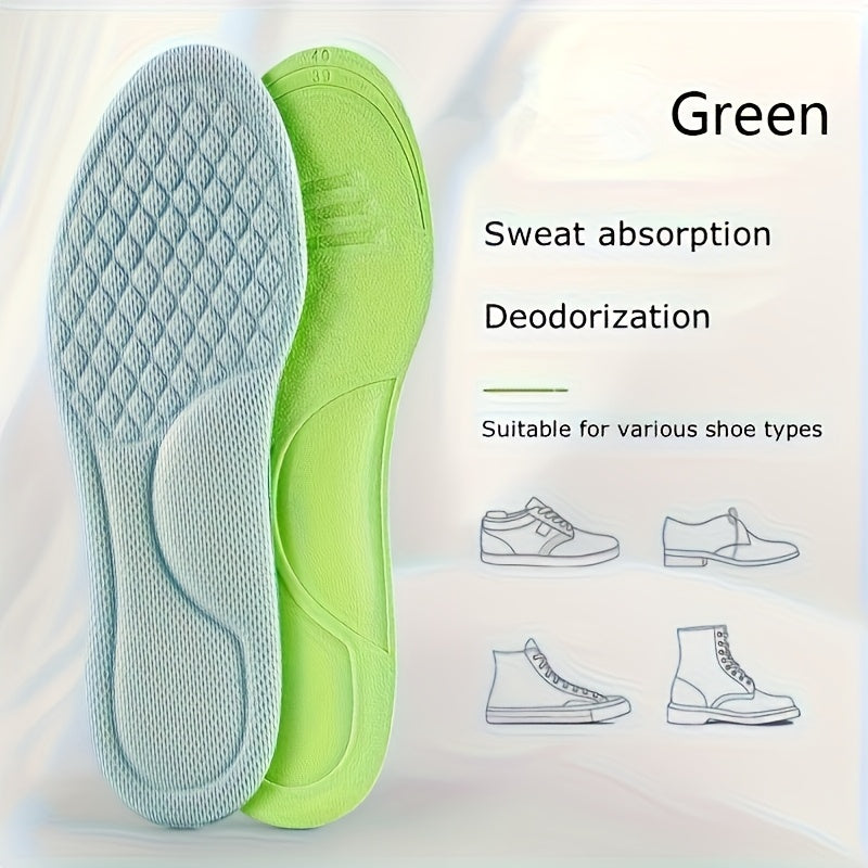 Unisex Memory Foam Insoles Odor-Removing Shock Absorbing for Sports Casual