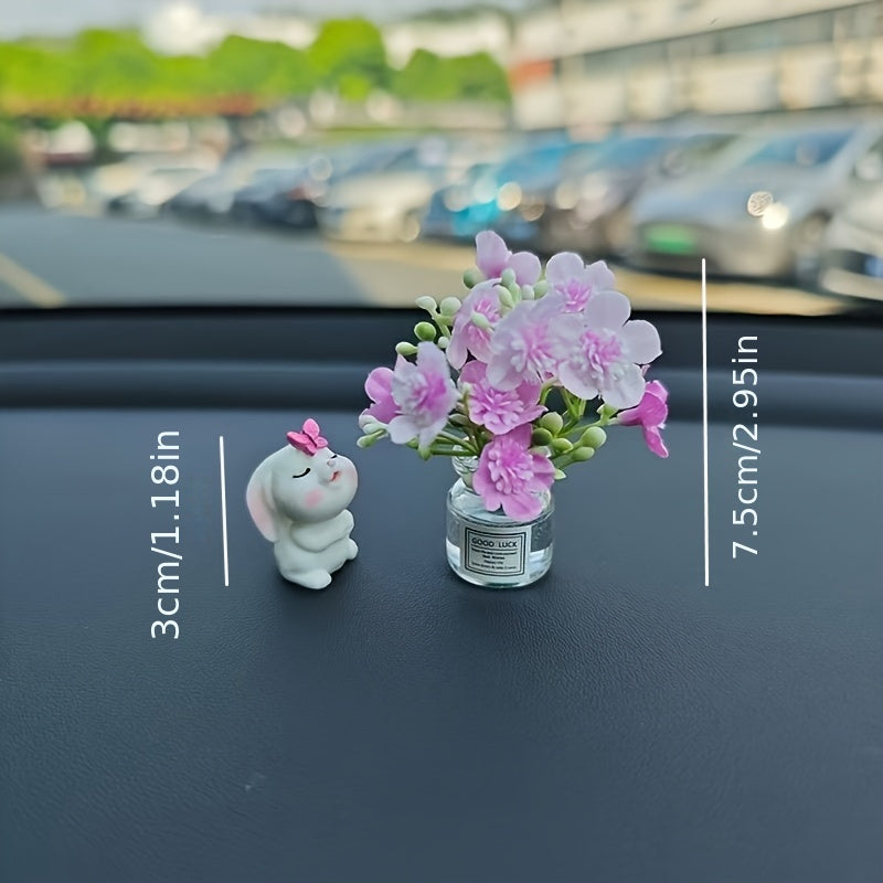 Miniature Resin Vase for Car Dashboard Decor with Healing Figurine