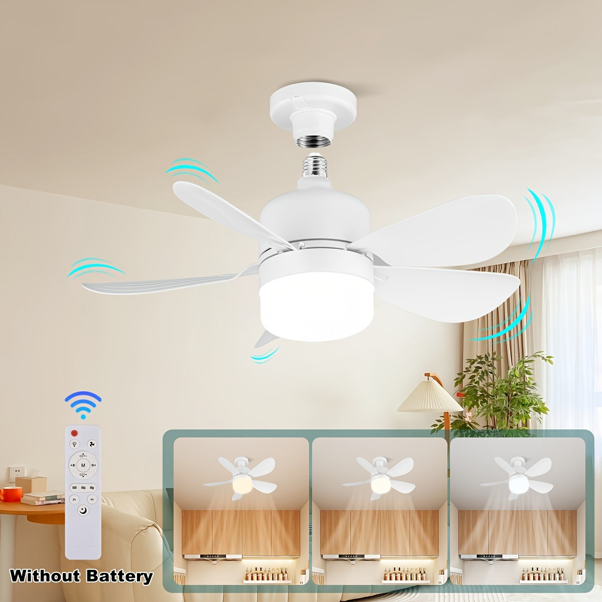 White Dual-Headbed Smart Ceiling Fan Light Two-Pack with Remote Control and Dimmer