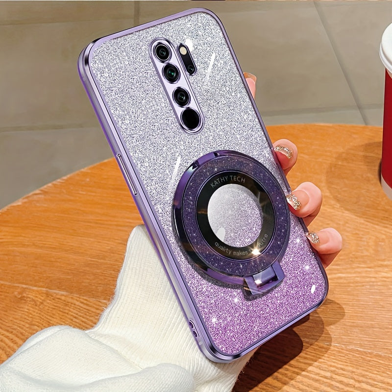 Magnetic Suction Phone Case for Redmi Series with Gradient Flash Powder Shockproof TPU