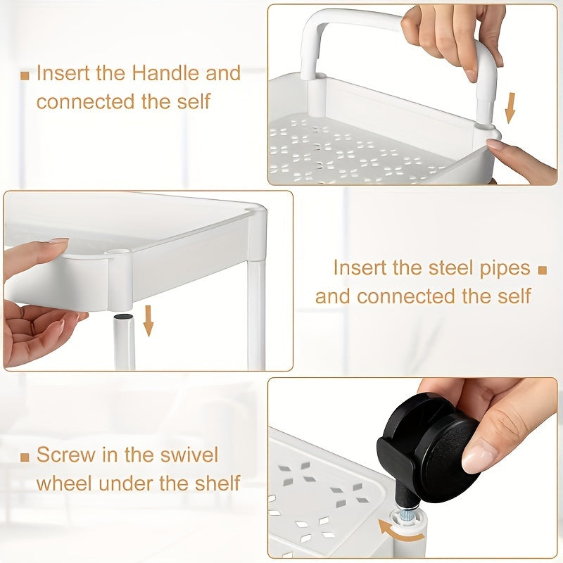 Промышленная тележка с 3-5 уровнями в белом или черном цвете для хранения на кухне