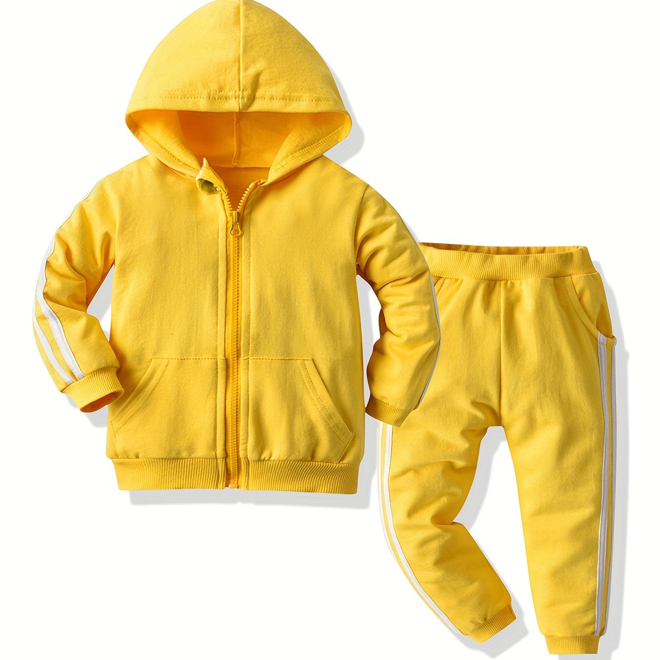 Детский комплект для мальчиков: спортивная куртка и повседневные штаны с капюшоном на молнии для осени и зимы