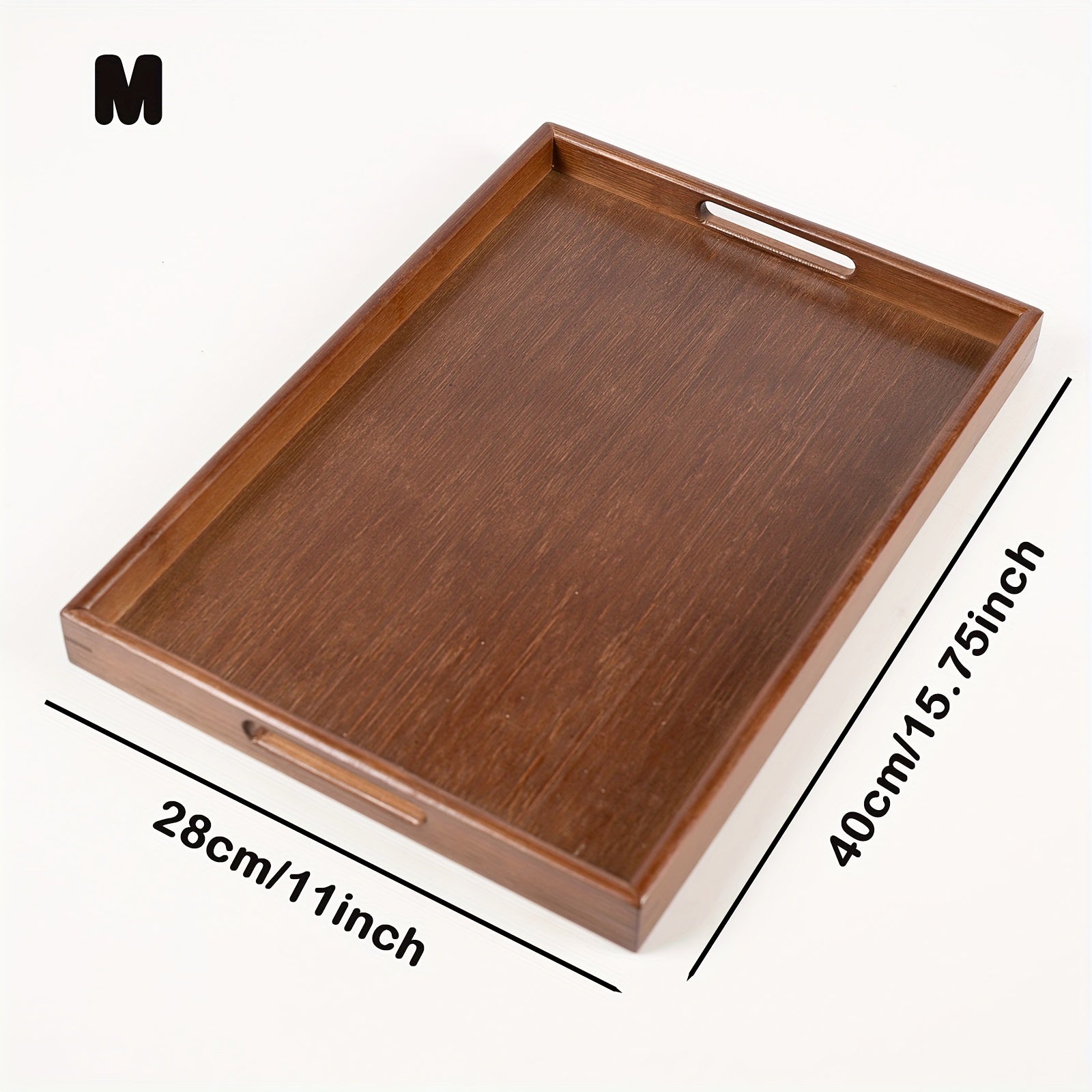 Bandeja de servicio de bambú con asas para organización y decoración del hogar