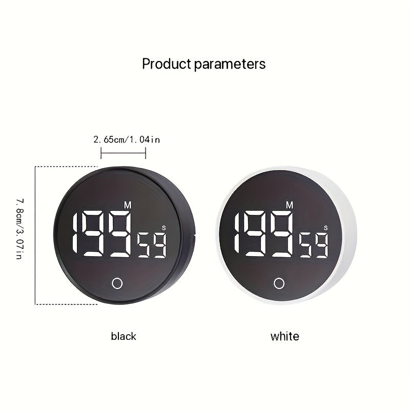 Whisper Quiet LED Kitchen Timer Swiveling Battery-Operated for Cooking and Beauty