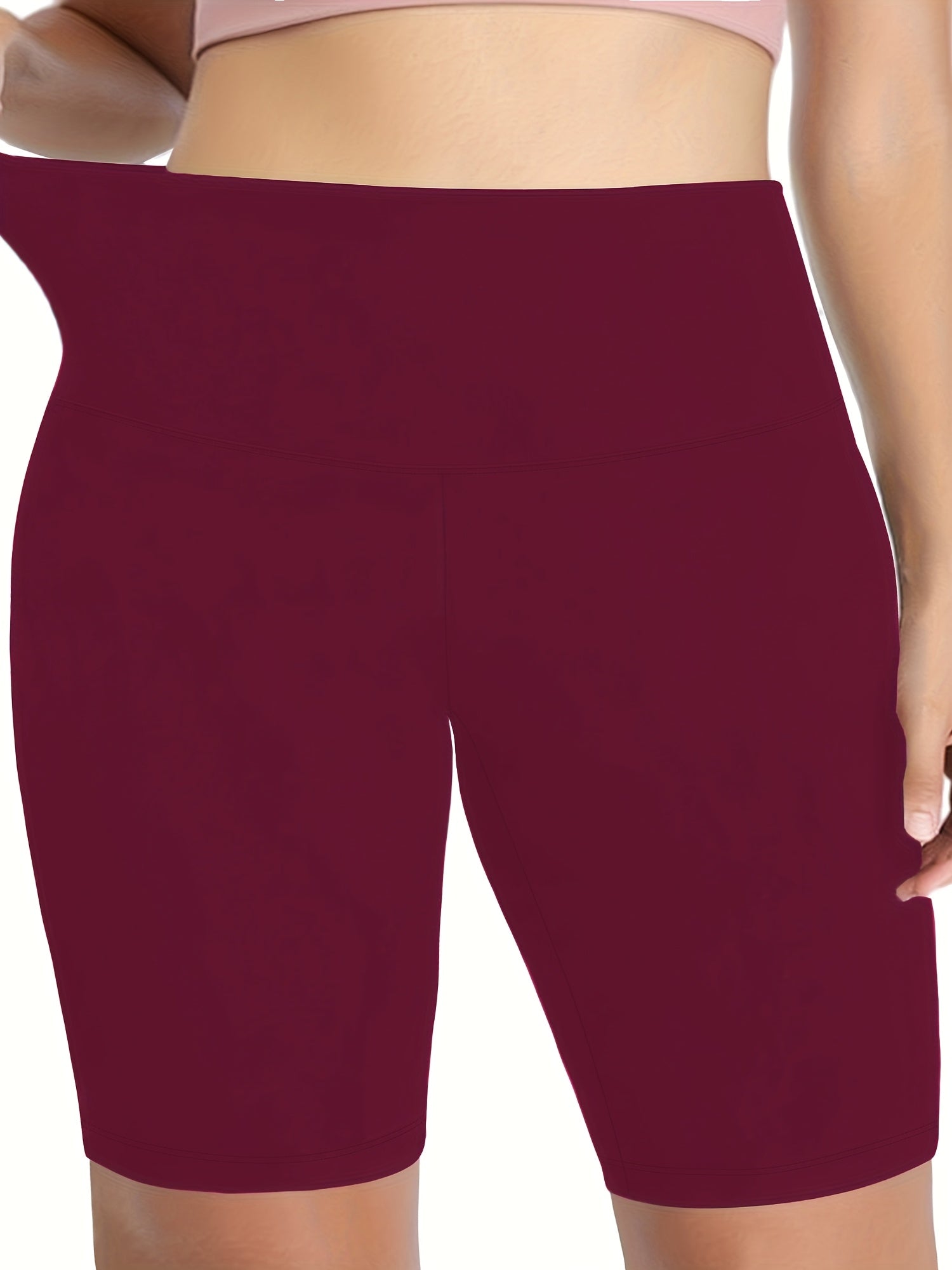 Women's High-Waisted Tummy Control Leggings Summer Yoga Workout Shorts Elastane