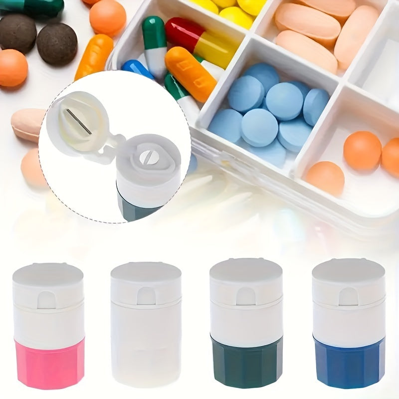 Compact ABS Pill Grinder and Organizer for Slicing Grinding and Storing Medications
