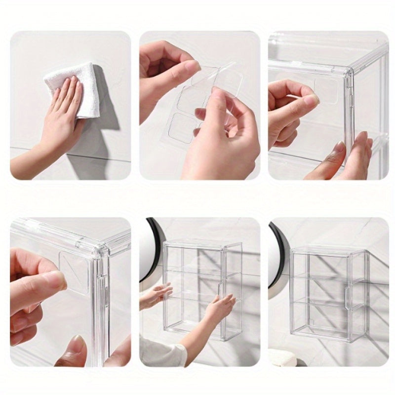 Acrylic Display Cabinet with Dust-Proof Stacking Locker for Home Office Under 3.2 Cu Ft
