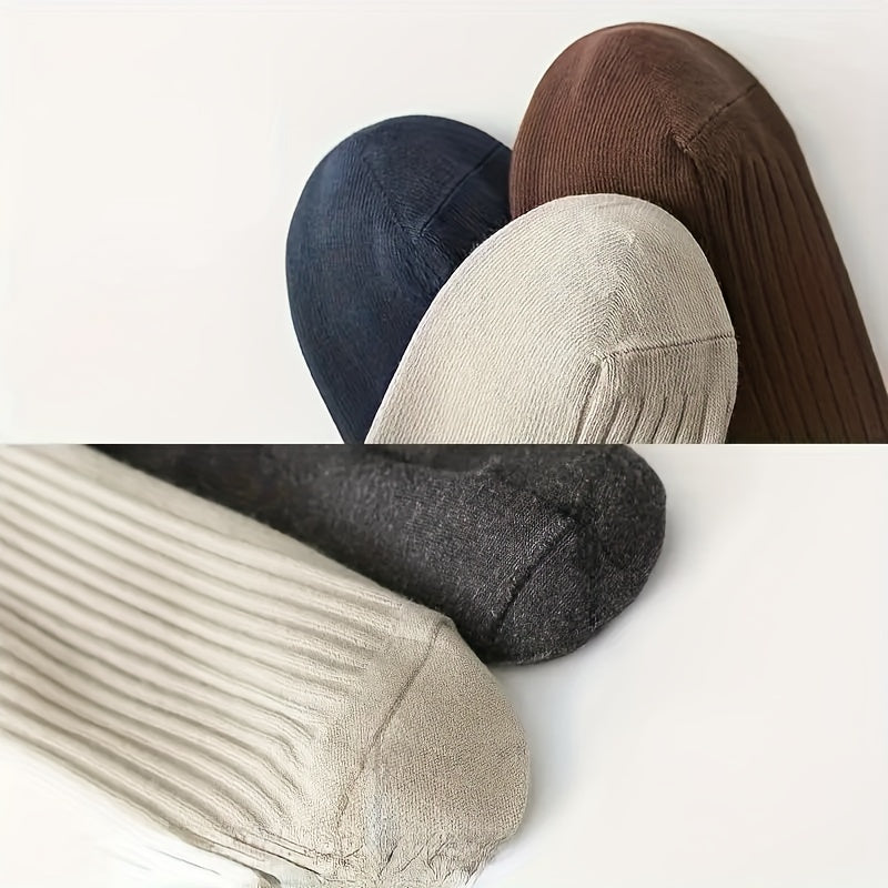 Men's Crew Socks 5/10 Pack Breathable Moisture-Wicking Odor-Resistant Solid Business Style for Fall Winter