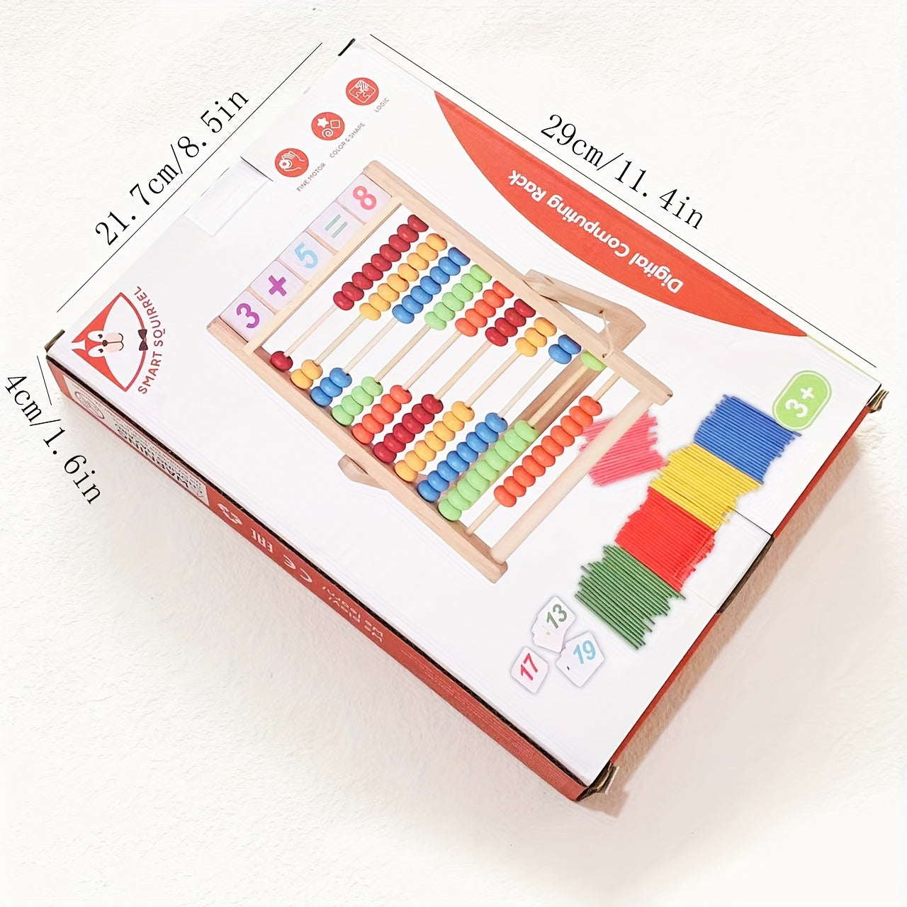 Children's Wooden Abacus Stand for Elementary School Math 10 Levels Teaching Aid