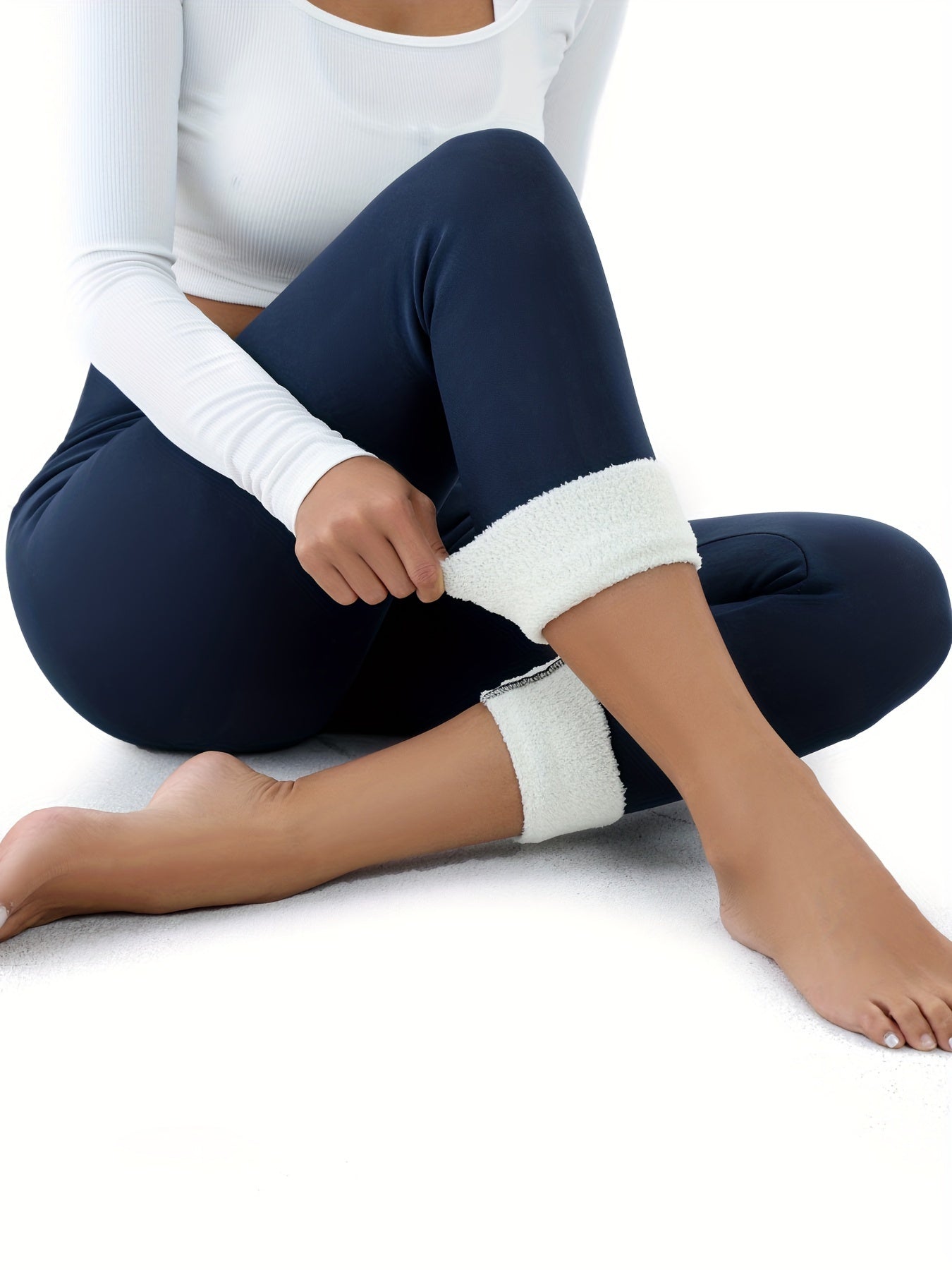 Women's Winter Thermal Pants Fleece Liner High Waist Elastic Tights