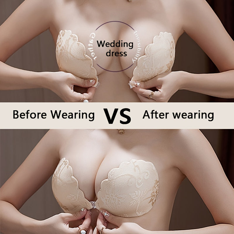 Women’s Seamless Strapless Push-Up Bra Wireless Support Semi-Sheer Polyester