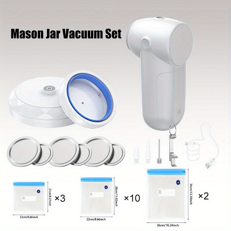 Portable Vacuum Sealer with 2-in-1 Blower and Pump, USB Rechargeable, Durable ABS