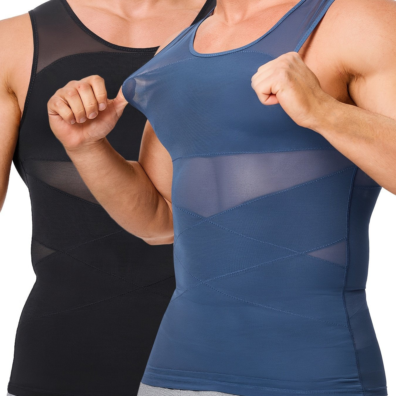 Men's Compression Shirt Slimming Tank Top Body Shaper Sleeveless Crew Neck Solid Color
